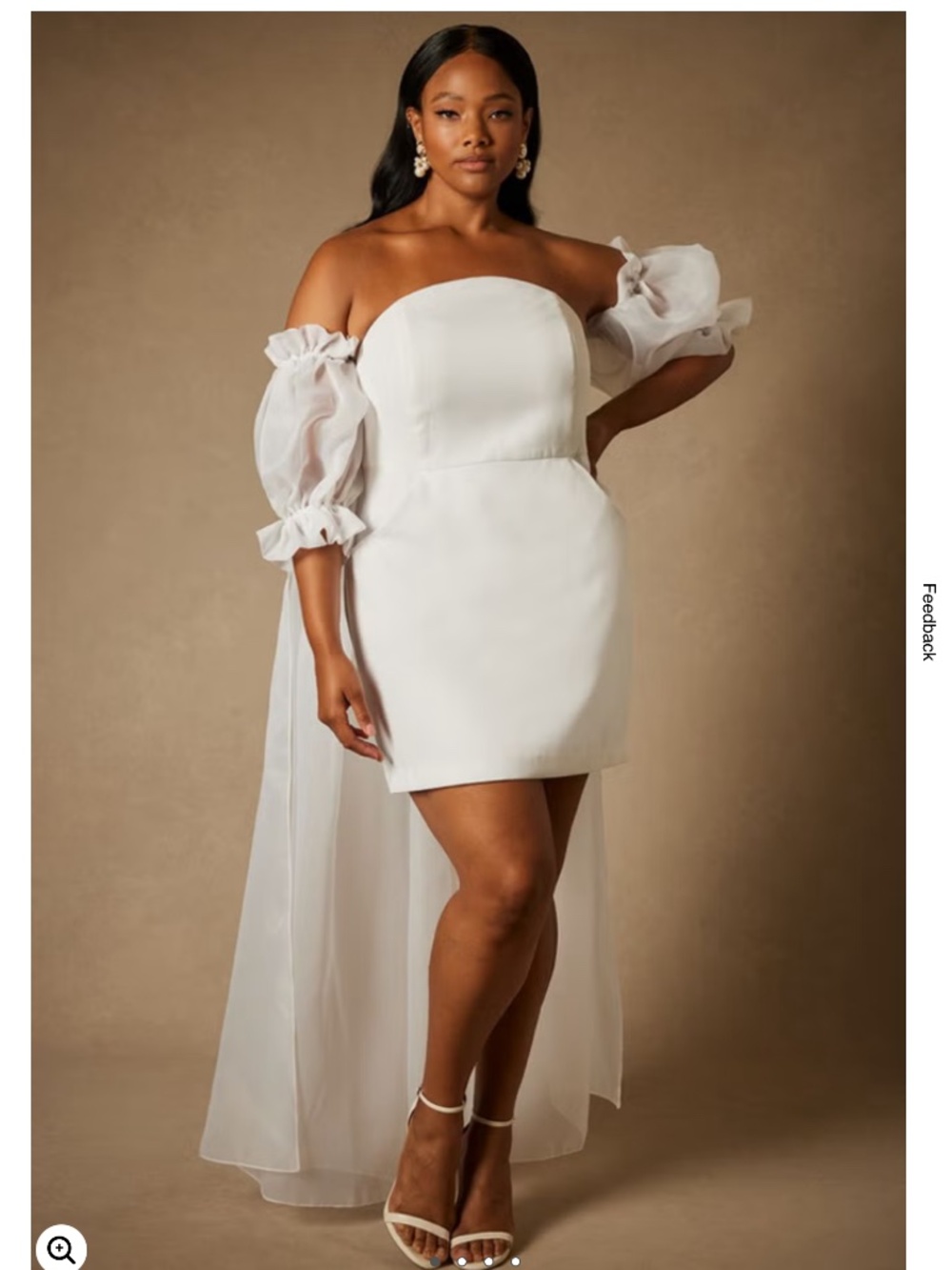 NWT Bridal by ELOQUII Mini Dress With Puff Sleeve Cape, True White, size 18W